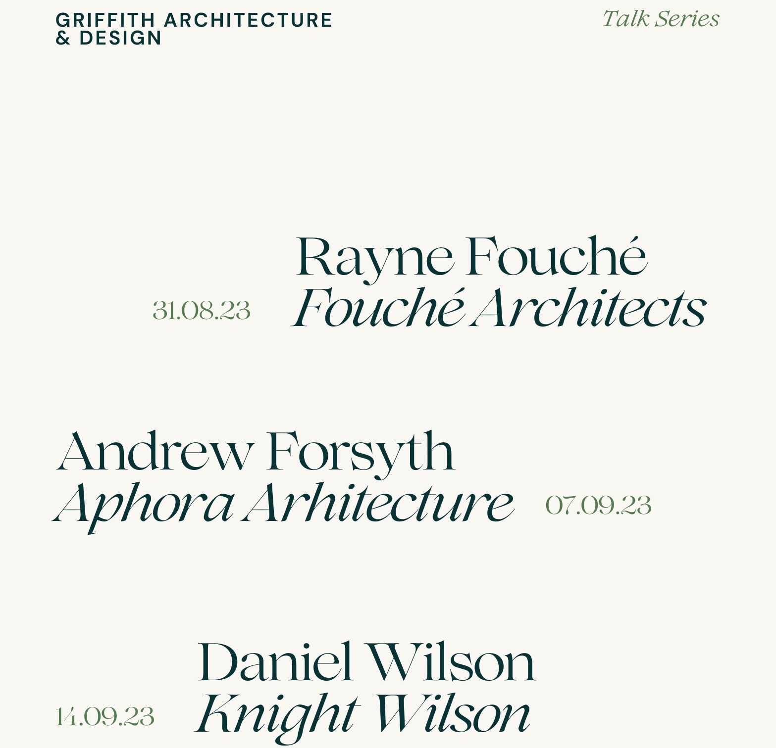Griffith Architecture 'Dialogues' Talk Series